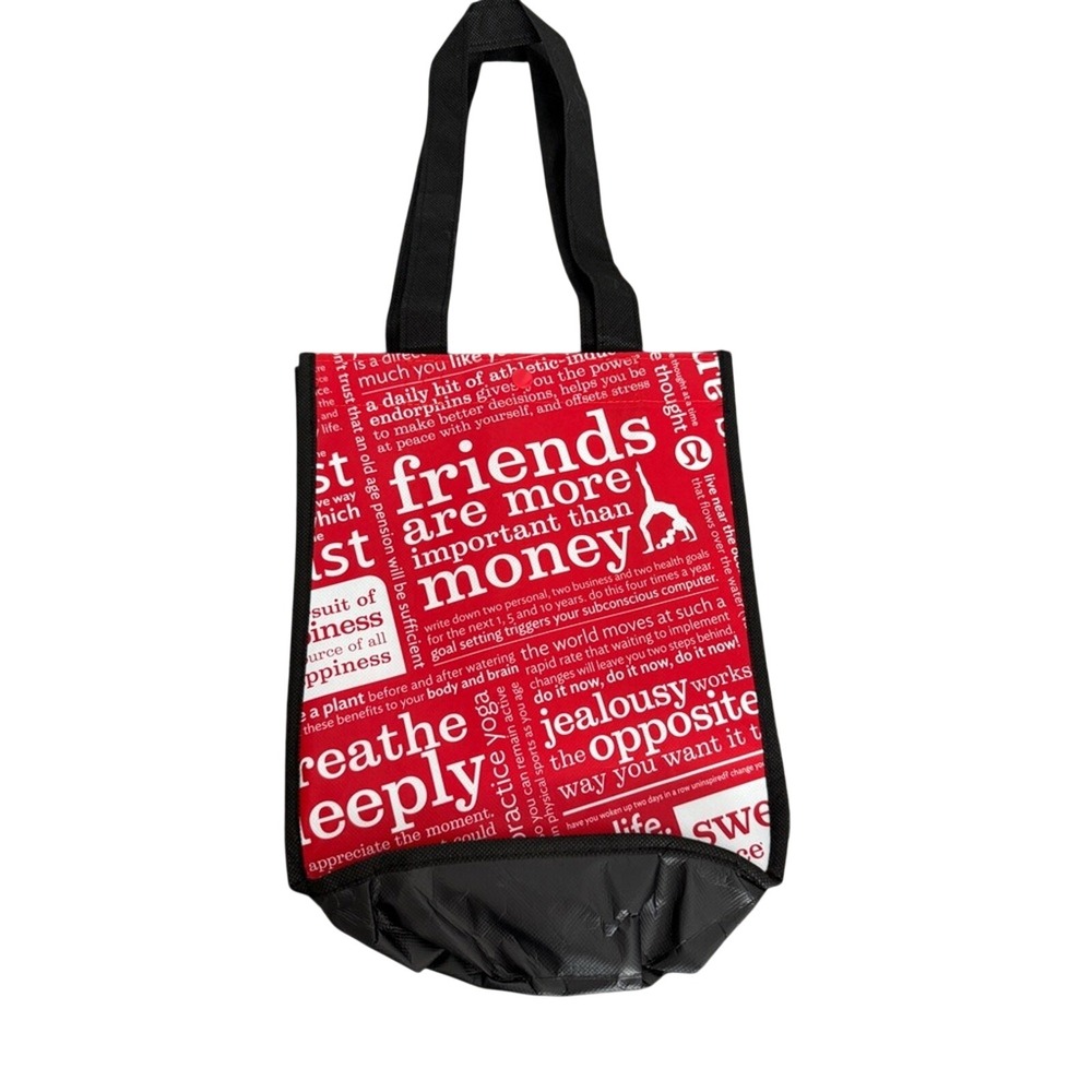 Lululemon Reusable‎ Tote Bag Red White Motivational Quotes